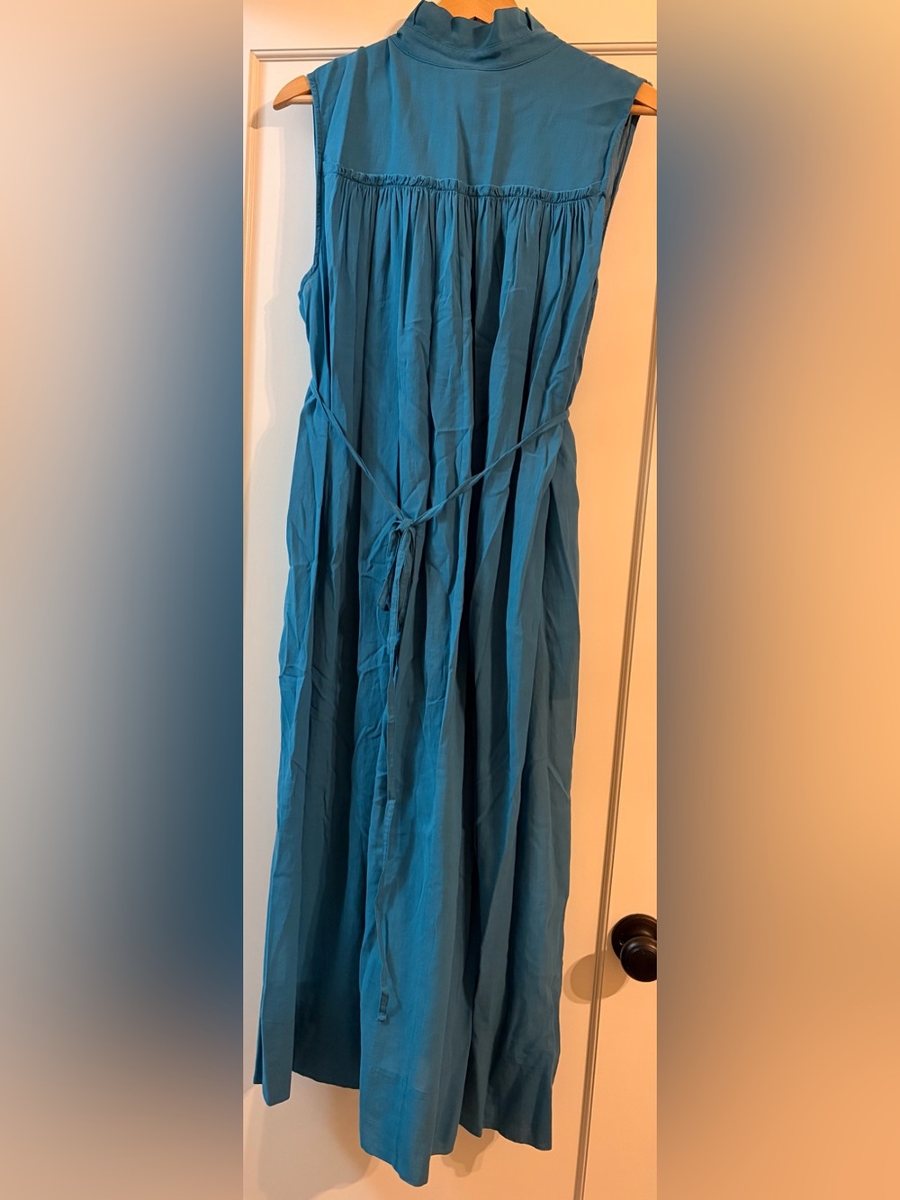 Sleeveless Teal Maxi Skirt with Tie Waist